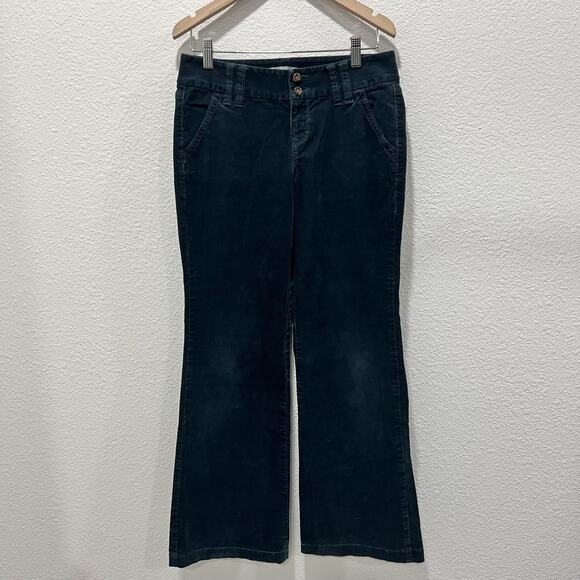 Old Navy Corduroy Flare Pants Women's Mid Rise Green Teal Y2K Bootcut Size 2 - Picture 1 of 7